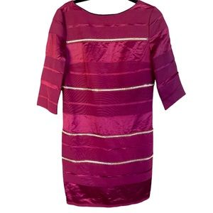 NWT Mangano Burgundy MacDuff Dress Short‎ Sleeved Gold Chain Italian Designer